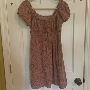 brown floral j crew milkmaid mini dress